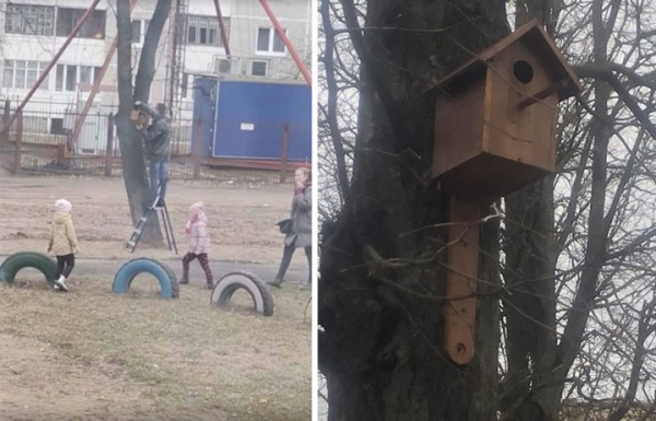 Житель Барановичей сам делает и вешает скворечники Житель Барановичей сам делает и вешает скворечники